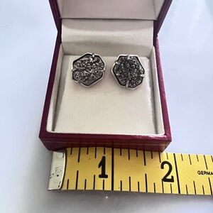 Kendra Scott Large Nola Drusy Studs in Sterling Silver Platinum Color NWOT